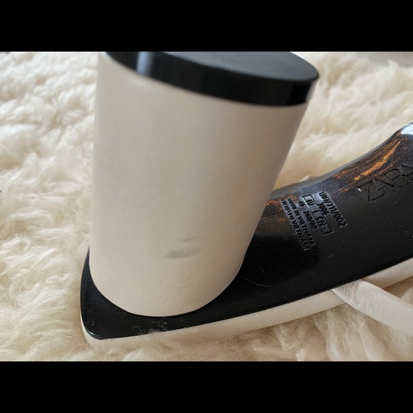 Zara Leather Heeled Square Toe Sandals Sz 40 - Picture 4 of 4